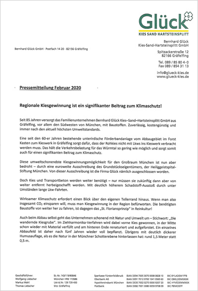 Glück Kiesabbau Pressemelung Februar 2020